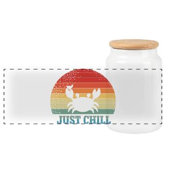 Just chill - Urlaubskrabbe - Panorama Keksdose mit Holzdeckel - Weiß - Vorne