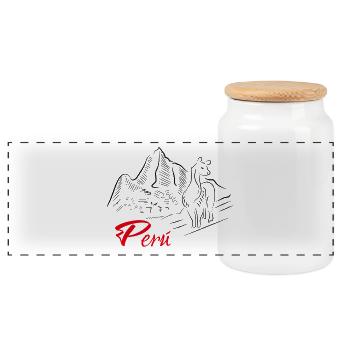 Machu Picchu - Peru - Panoramic Cookie Jar with Wooden Lid - white - Front