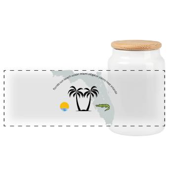 Florida Travel Map with Symbols - Panoramic Cookie Jar with Wooden Lid - white - Front
