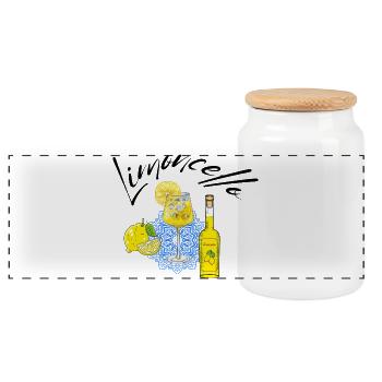 Limoncello – Liqueur de citron italienne méditerranéenne - Boîte à biscuits avec couvercle en bois - blanc - Devant