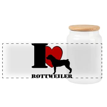 Rottweiler , j’adore .............................. - Boîte à biscuits avec couvercle en bois - blanc - Devant