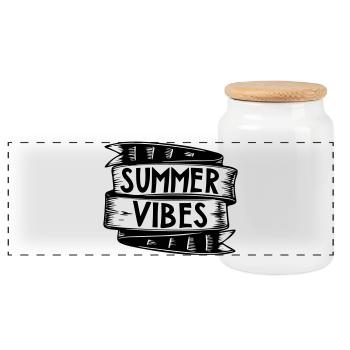 Ambiance estivale | Graphique vectoriel - Boîte à biscuits avec couvercle en bois - blanc - Devant