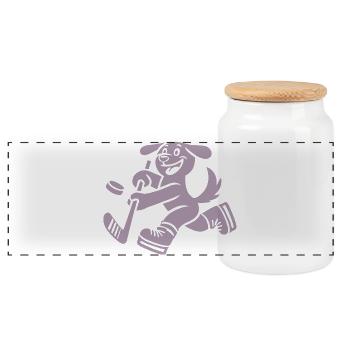 Dackel Eishockey Silhouette Minimalistisch - Panorama Keksdose mit Holzdeckel - Weiß - Vorne