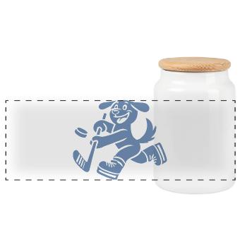 Dachshund Hockey Silhouette Minimalist - Panoramic Cookie Jar with Wooden Lid - white - Front