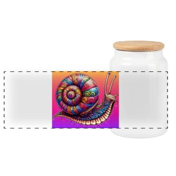 Escargot - Boîte à biscuits avec couvercle en bois - blanc - Devant