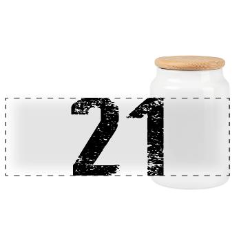 21 Number Jersey - Panoramic Cookie Jar with Wooden Lid - white - Front