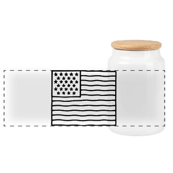 USA Flag - Panoramic Cookie Jar with Wooden Lid - white - Front