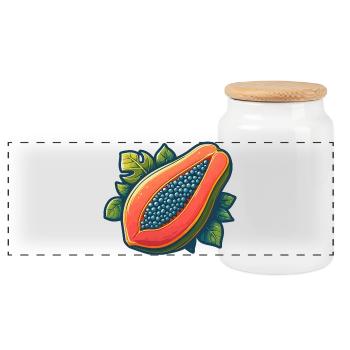 Helle tropische Papaya - Panorama Keksdose mit Holzdeckel - Weiß - Vorne