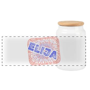 Colleague Elija - Panoramic Cookie Jar with Wooden Lid - white - Front
