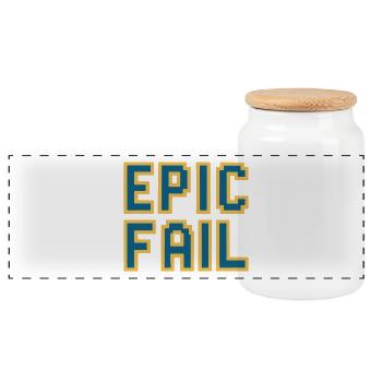 Epic fail - retro 8-bit gaming meme - Panorama Keksdose mit Holzdeckel - Weiß - Vorne