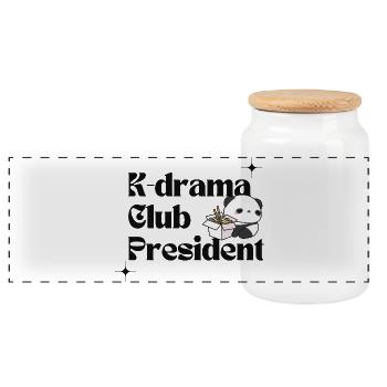 K-Drama Club President Panda Ramen - Panoramic Cookie Jar with Wooden Lid - white - Front