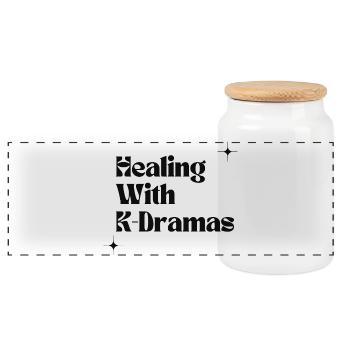 Healing With K-Dramas | Korean Drama Comfort & Fan - Panoramic Cookie Jar with Wooden Lid - white - Front