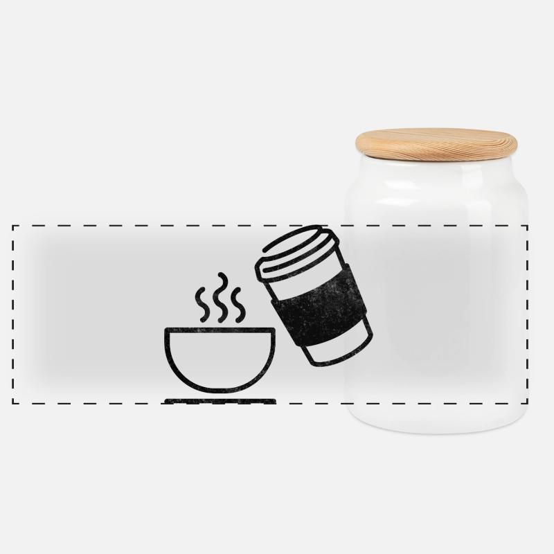 Kaffee - Panorama Keksdose mit Holzdeckel - Weiß