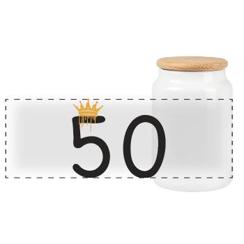 50 - Panoramic Cookie Jar with Wooden Lid - white - Front