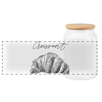Croissant II - Panoramic Cookie Jar with Wooden Lid - white - Front