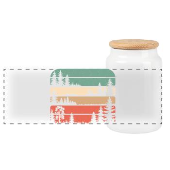 Silhouette d'arbres de forêt rétro, cadeau de randonnée - Boîte à biscuits avec couvercle en bois - blanc - Devant
