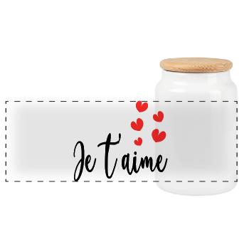 I LOVE YOU. COUPLE. HEART. CHRISTMAS. JUST MARRIED. HEN PARTY - Panoramic Cookie Jar with Wooden Lid - white - Front