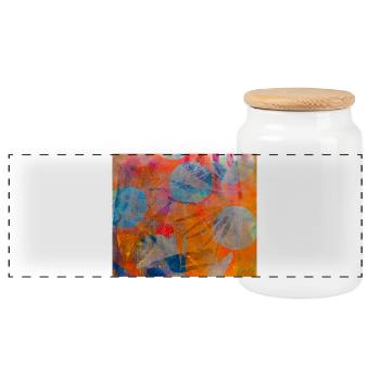 Abstract colorful circles on vivid background - Panoramic Cookie Jar with Wooden Lid - white - Front