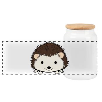 Niedlicher Igel mit freundlichem Gesicht - Panorama Keksdose mit Holzdeckel - Weiß - Vorne