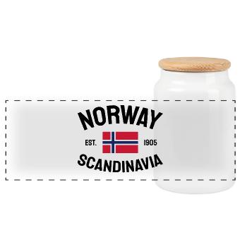 Norway - Norge - Norwegen - Scandinavia - 1905 - Panorama Keksdose mit Holzdeckel - Weiß - Vorne