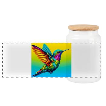 colibri - Boîte à biscuits avec couvercle en bois - blanc - Devant