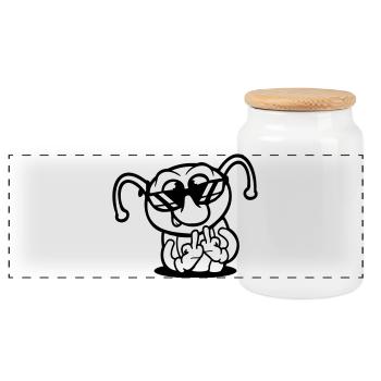 Lunettes de soleil Caterpillar Middle Finger Insult Hole - Boîte à biscuits avec couvercle en bois - blanc - Devant