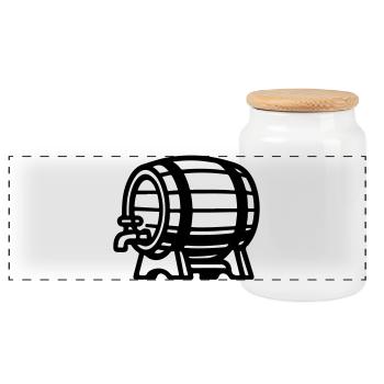 Baril de bière Symbole Brasserie - Boîte à biscuits avec couvercle en bois - blanc - Devant