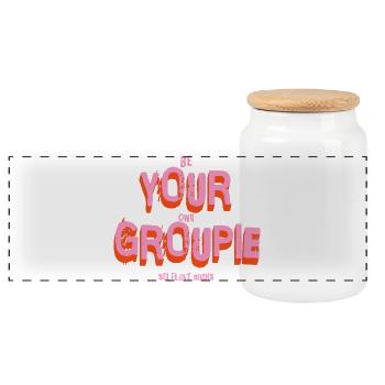 Soyez votre propre groupie ! Amour-propre - Boîte à biscuits avec couvercle en bois - blanc - Devant