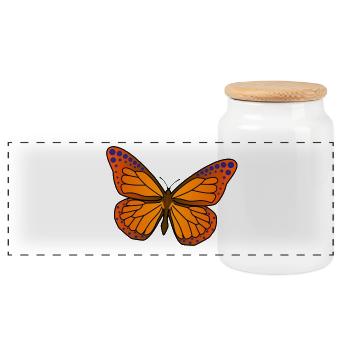 Vivid Butterfly Wings Illustration - Panoramic Cookie Jar with Wooden Lid - white - Front