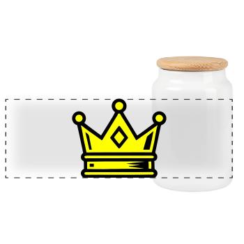Symbole de la couronne - Boîte à biscuits avec couvercle en bois - blanc - Devant