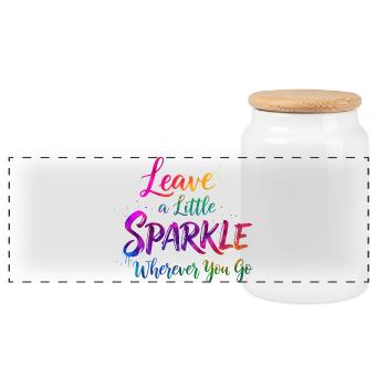 Regenbogen Glitzer Inspirierendes Zitat Design - Panorama Keksdose mit Holzdeckel - Weiß - Vorne
