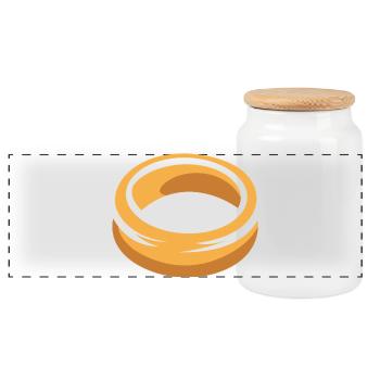 Golden Ring Cartoon Illustration - Panoramic Cookie Jar with Wooden Lid - white - Front