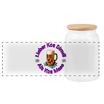 Better Koa Dirndl than Koa Mass - Panoramic Cookie Jar with Wooden Lid - white - Front