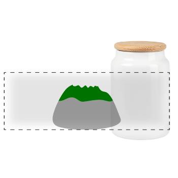 Minimalist Mountain Landscape Design - Panoramic Cookie Jar with Wooden Lid - white - Front