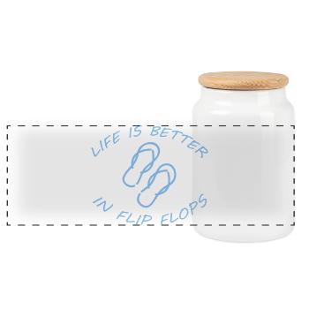 LIFE IS BETTER IN FLIP FLOPS - Panorama Keksdose mit Holzdeckel - Weiß - Vorne
