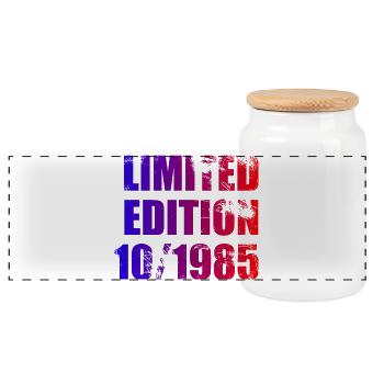 40. Geburtstag Limited Edition 10/1985 - Panorama Keksdose mit Holzdeckel - Weiß - Vorne