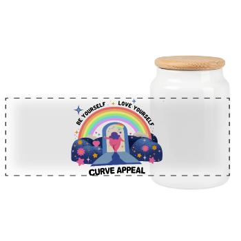 Rainbow Graphics Pride and Acceptance – Love - Panoramic Cookie Jar with Wooden Lid - white - Front
