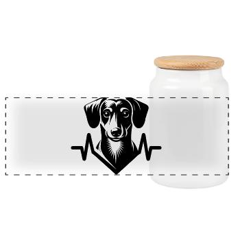 Battement de cœur de teckel - Boîte à biscuits avec couvercle en bois - blanc - Devant