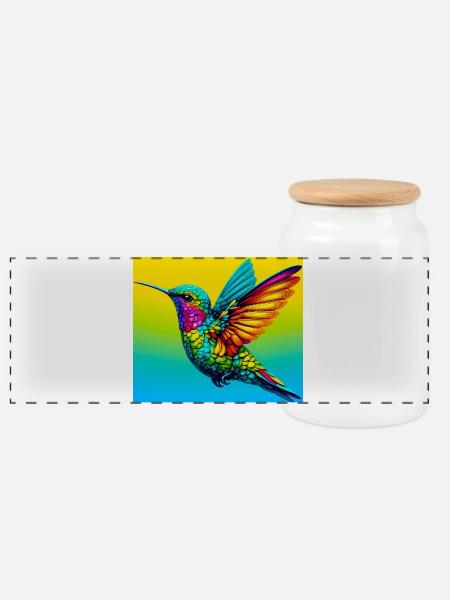 Kolibri - Panorama Keksdose mit Holzdeckel - Weiß