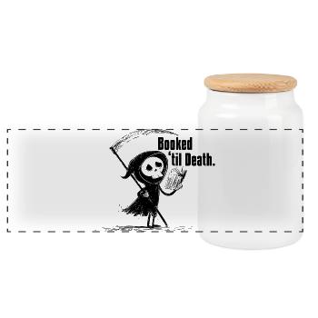Booked ’til Death | Funny Grim Reaper Reading  - Panorama Keksdose mit Holzdeckel - Weiß - Vorne