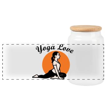 Yoga Love - Panorama Keksdose mit Holzdeckel - Weiß - Vorne