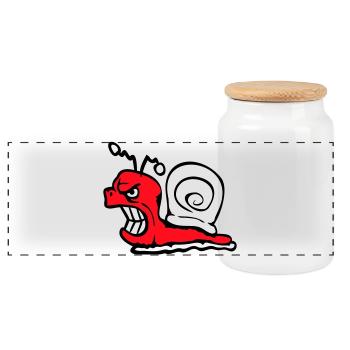 Escargot Mal En colère Attaque Groyage des dents Aigre - Boîte à biscuits avec couvercle en bois - blanc - Devant