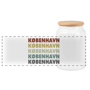 Copenhagen - Kobenhavn - Denmark - Dänemark - Panoramic Cookie Jar with Wooden Lid - white - Front