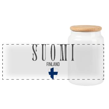 Originaire de Finlande, né en Finlande - Boîte à biscuits avec couvercle en bois - blanc - Devant