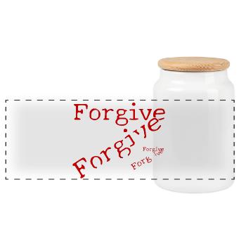Forgiveness in red typography - Panoramic Cookie Jar with Wooden Lid - white - Front