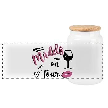 Bachelorette Party Bachelorette Party Outfits - Panoramic Cookie Jar with Wooden Lid - white - Front