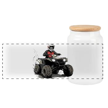 Quad Rider Conduite Tout-Terrain Illustration - Boîte à biscuits avec couvercle en bois - blanc - Devant