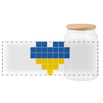 Pixel Heart Drapeau de l’Ukraine - Boîte à biscuits avec couvercle en bois - blanc - Devant
