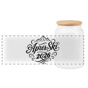 Après-ski 2026 - Boîte à biscuits avec couvercle en bois - blanc - Devant