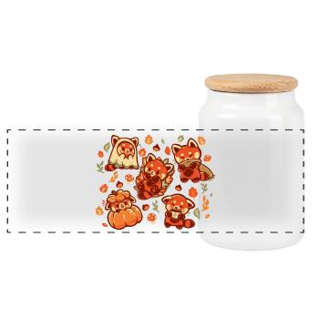 Roter Panda Herbstzeit - Panorama Keksdose mit Holzdeckel - Weiß - Vorne